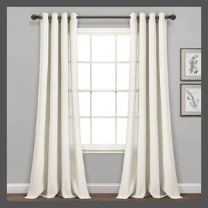 Lush Decor - Set of 2 (84"x52") Faux Linen Grommet Window Curta Beige